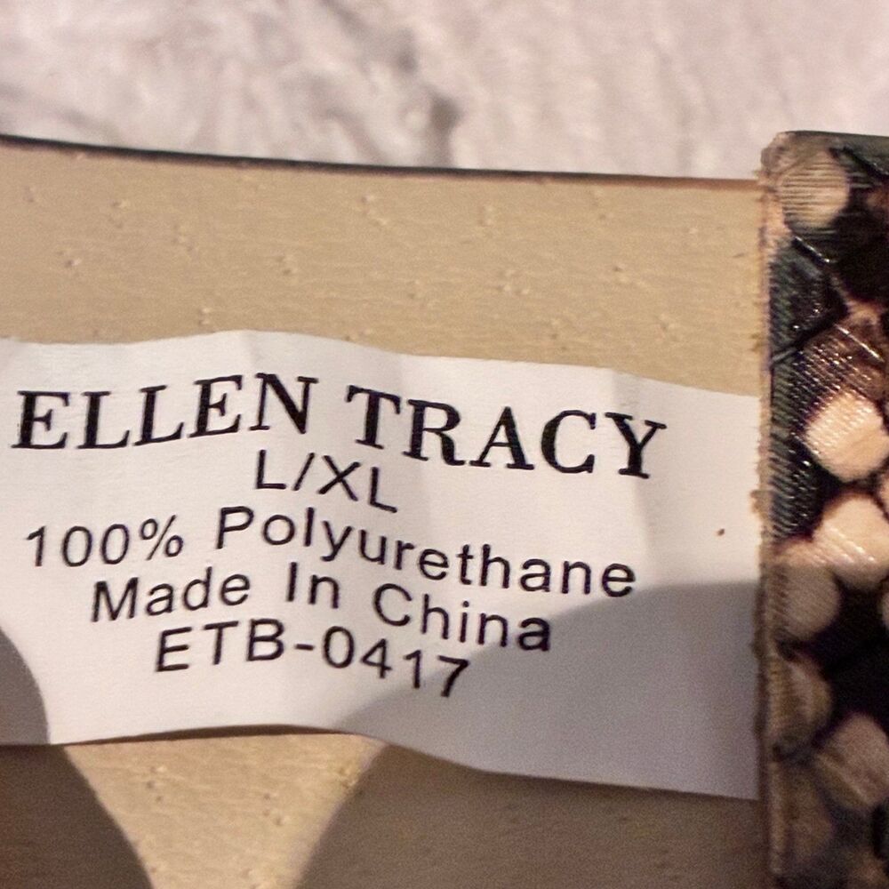 Ellen Tracy Faux leather Snakeskin Tan Black Belt Size L/XL - Picture 4 of 8